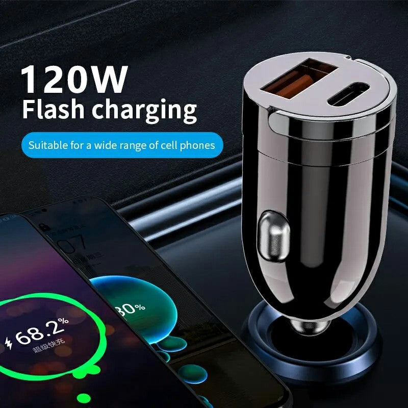 G20 12-24V 120W USB+Type-C Phone Fast Charging Adapter Car Charger with Type-C to 8Pin Cable G20 12-24V 120W USB+Type-C Phone Fast Charging Adapter Car Charger with Type-C to 8Pin Cable